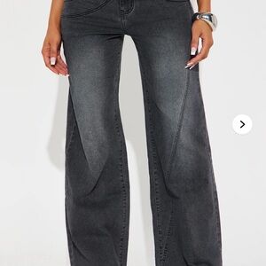 Fashion Nova Washed Black Wide Leg Jeans